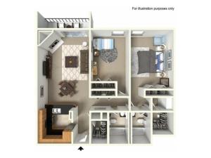 2 Bedroom L Floor Plan  | Lake+House Apartments | Wheeling IL Apartments