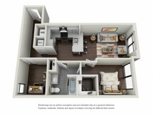 1 Bedroom Den Floor Plan | The Edge at 450