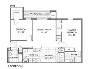 2 bedroom apartment floor plan image