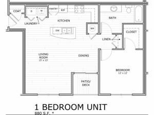 one bedroom apartment floor plan image