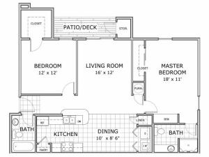 Floor plan image of 2 bedroom apartment in the phase 1 building at Battlefield Park