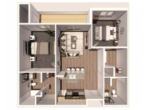 2 Bedroom C 3D Floor Plan