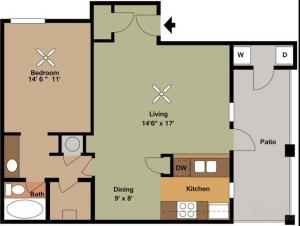 1 bedroom floorplan
