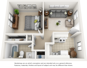 Terrace 1 bedroom 1 bathroom floor plan