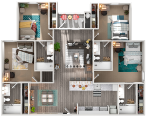 4 Bedroom, 4 Bathroom Floorplan