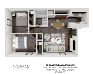 2 Bed 1Bath Luxe with Washer/Dryer 675sqft