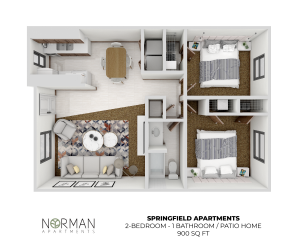 2 Bed 1Bath Patio Home 900sqft