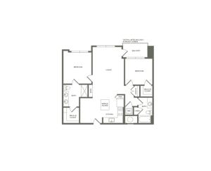 1063 to 1148 square foot two bedroom two bath apartment floorplan image