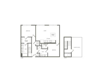1193 to 1201 square foot two bedroom two bath with rooftop patio apartment floorplan image