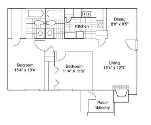 Two Bedroom | Two Bathroom | 960 sqft