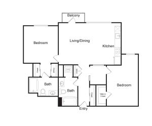 B6 | 2 bed 2 bath | 1,075 sq. ft.