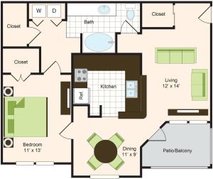 B2 | 1x1 | 821 sq ft