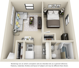 Sledd 1 bedroom 1 bathroom floor plan