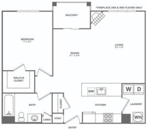One Bedroom One Bath (804 SF)