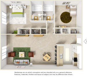 Bluegill floor plan with 2 bedrooms and 2 bathrooms