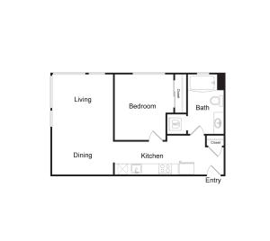 A17 | 1 bed 1 bath | 613 sq. ft.