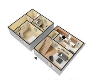 Two Bedroom One and a Half Bath, 1050 Square Feet