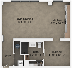 View of B4 Floor Plan Reverb KC Apartments