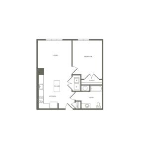 783 square foot one bedroom one bath apartment floorplan image