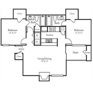 2 Bed | 2 Bath 907 sqft