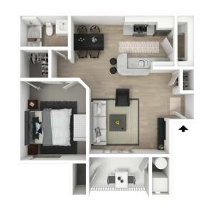 1 bedroom 1 bathroom Oxford floor plan