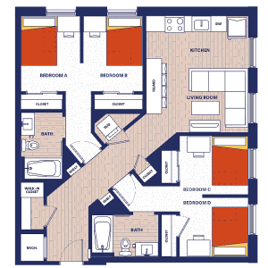 2 BEDROOM, 2 BATH DOUBLE OCCUPANCY