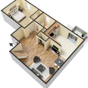 One Bedroom 850 SF Floorplan