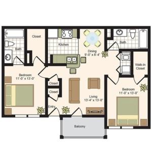 C1 | 2x2 | 922 sq ft