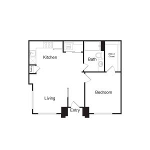 A1 | 1 bed 1 bath | 740 sq. ft.