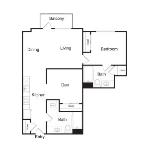 A10 | 1 bed 1 bath | 852 sq. ft.