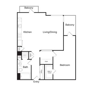 A15 | 1 bed 1 bath | 878 sq. ft.