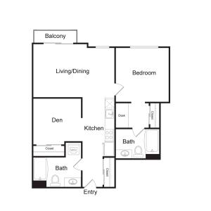 A16 | 1 bed 2 bath | 907 sq. ft.