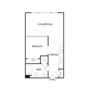 S2 | 1 bed 1 bath | 620 sq. ft.