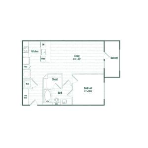 A2 | 1 bed 1 bath | 710 sq ft