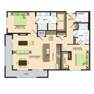B5 | 2 bed 2 bath | 1352 sq ft