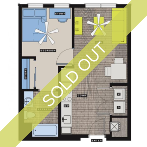 1 Bedroom Floor Plan | Bixby Kennesaw | Kennesaw, GA Apartments