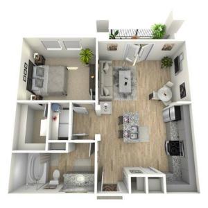 A1 - 1 Bed 1 Bath 653 sqft