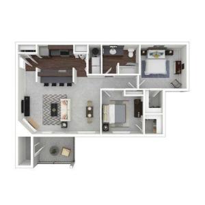 2 Bedroom Floor Plan | Dupont Wa Apartments | Trax at DuPont Station