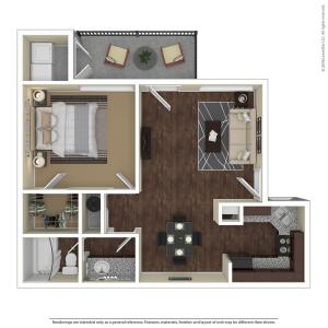 1 Bedroom Floor Plan | Apartments For Rent In Chandler, AZ | Arches at Hidden Creek Apartments