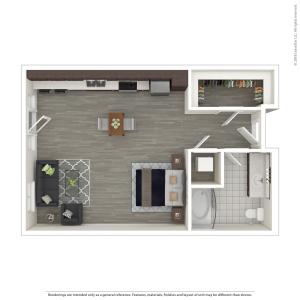 Studio Floor Plan | Apartments For Rent in Seattle, WA | Pratt Park Apartments