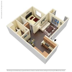 1x1A 3D Floor plan Image