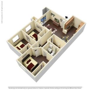 3x2A 3D Floor plan Image