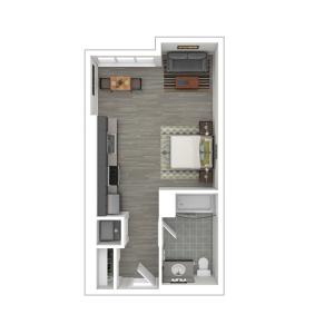Staged Studio Floor Plan - 423 Square Feet