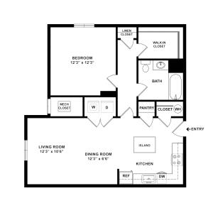 Hampden 1 BR Floorplan
