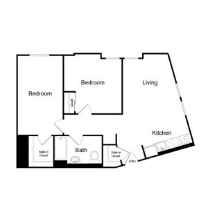 831 square foot one bedroom one bath floor plan image