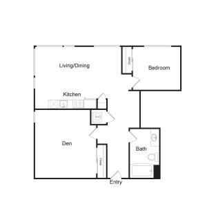 B1A | 2 bed 1 bath | 924 sq. ft.