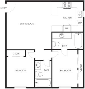 LIV @ University - Two Bedroom Floor Plan