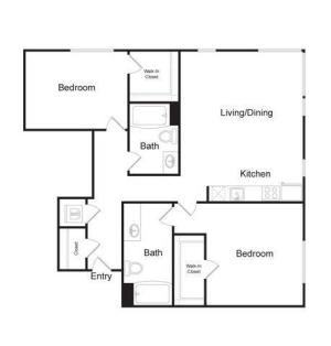 B9 | 2 bed 2 bath | 1,204 sq. ft.