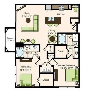 B1.1 | 2x2 | 1235 sq ft