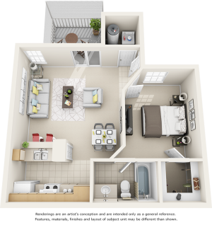 Sago Magnolia  1 bedroom 1 bathroom floor plan